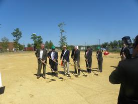 Lets get this thing rolling and move some dirt. L to R: Wayne Davis, V.K. Shah, Dr. Jarboe, Steny Hoyer, U.K. Shah and Mrs. Shah.