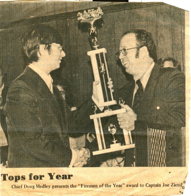 Joe Zienda &quot;Fireman of the year 1978&quot;