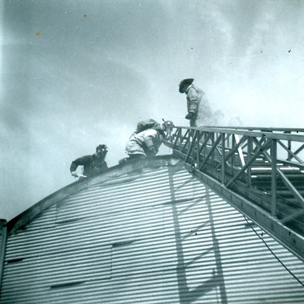 Ladder 3 operating at Hughesville Tobacco Warehouse Fire