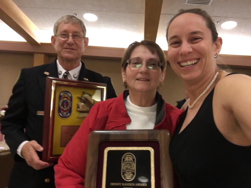Kim Corcoran with her proud parents Bruce and Kathy Theden.