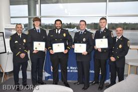The crew of RE92 along with Chief 3 and Chief 9B. (Left to Right) Fire Chief J.Turner, FF C. Peters, Captain P. Marshell, FF M. Duncan, Sergeant J. Clark, Deputy Chief 9 D. Martoni 

